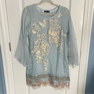 Noor embroidered beaded dress Dress bird crane Pakistan Indian 35258